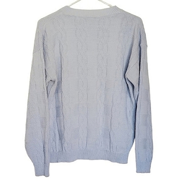 BA02 * Jane Adams Cable Knit Sweater Baby Blue Size Unknown Vintage Made in USA - Picture 2 of 7